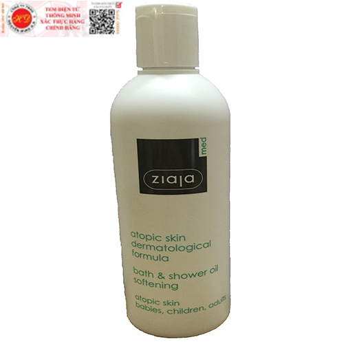 Dầu tắm mềm mịn da Ziaja Med Atopic Dermatological Formula Bath & Shower Oil Softening