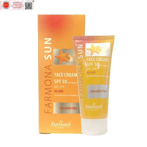 .Kem chống nắng SPF50 không chứa dầu cho da mặt Farmona Sun Face Cream S50mlPF50 Oil Free